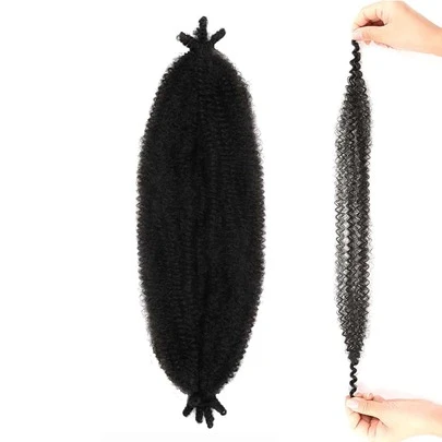 Marley Twist Black Braiding Hair, 1/6Packs 8-36 Inch Curly Hair Extensions, Springy Afro Twist Black Hair Extensions, Kinky Twist Pre Fluffed Spring Twist Synthetic Hair Extensions (Natural Black)