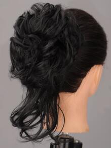 卷合成纖維頭髮髻 - 黑色 - 查看 3