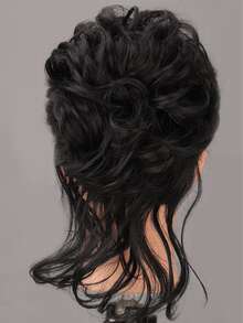 卷合成纖維頭髮髻 - 黑色 - 查看 4