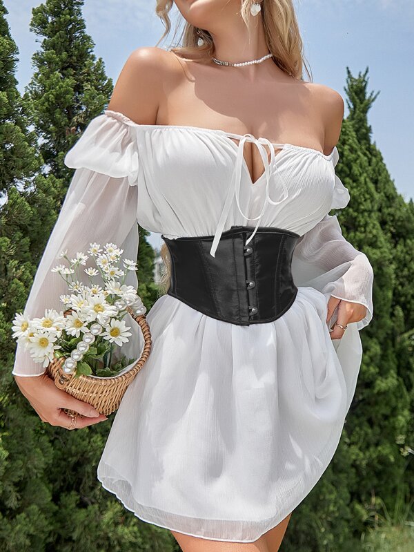 Lace Up Back Grommet Short Torso Boned Underbust Corset SHEIN USA