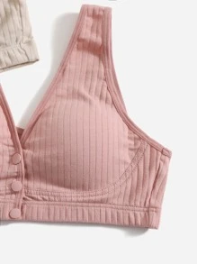 SHEIN 3pack Maternity Button Front Bra For Mother - Multicolor - View 5