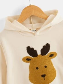 SHEIN Áo nỉ thêu hình động vật dành cho bé trai - Màu be - Xem 12