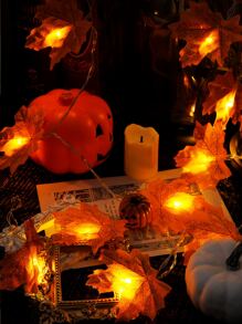 1 dây đèn hình lá phong với 10/20/30 đèn LED, 2/3/4.5ma dùng trang trí Halloween cho phòng, trang trí sân vườn Halloween làm quà tặng, trang trí ngày lễ, trang trí lễ hội - Màu vàng - Xem 2