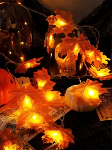 1 dây đèn hình lá phong với 10/20/30 đèn LED, 2/3/4.5ma dùng trang trí Halloween cho phòng, trang trí sân vườn Halloween làm quà tặng, trang trí ngày lễ, trang trí lễ hội - Màu vàng - Xem 3