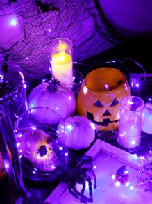 1 pieza Luces de cadena LED de 10/20/30/50/70/100, de 1/2/3/5/7/10m, adecuadas para decoración de habitaciones, regalo creativo, decoración de ramos, luces de hadas - Morado - Ver 4