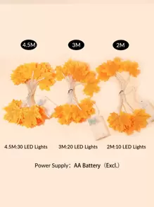 1 dây đèn hình lá phong với 10/20/30 đèn LED, 2/3/4.5ma dùng trang trí Halloween cho phòng, trang trí sân vườn Halloween làm quà tặng, trang trí ngày lễ, trang trí lễ hội - Màu vàng - Xem 6