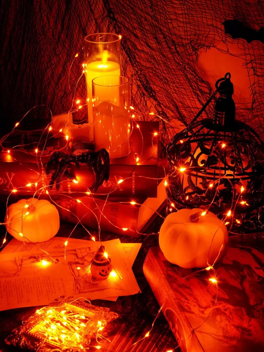 1pc 10/20/30/50/70/100 LED String Light, 1/2/3/5/7/10m, Suitable For Room Decor, Creative Gift, Bouquet Decor, Fairy Lights - Orange - View 1