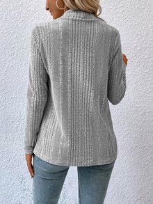 SHEIN LUNE Waterfall Collar Open Front Coat - Light Grey - View 2