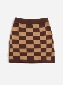 Niñas Falda de punto con patrón de cuadros