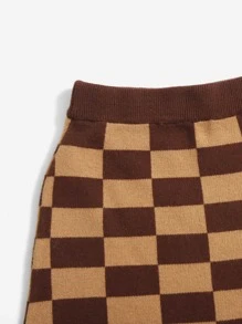 Niñas Falda de punto con patrón de cuadros