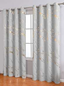 Marble Pattern Single Panel Blackout Curtain, Polyester Curtain For Living Room, Bedroom - Grey - View 2