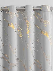 Marble Pattern Single Panel Blackout Curtain, Polyester Curtain For Living Room, Bedroom - Grey - View 6