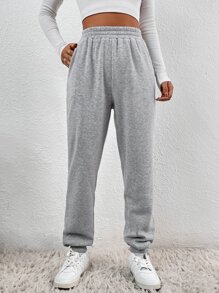 Muchica Quần thể thao nữ Túi màu trơn - Xám - Xem 4