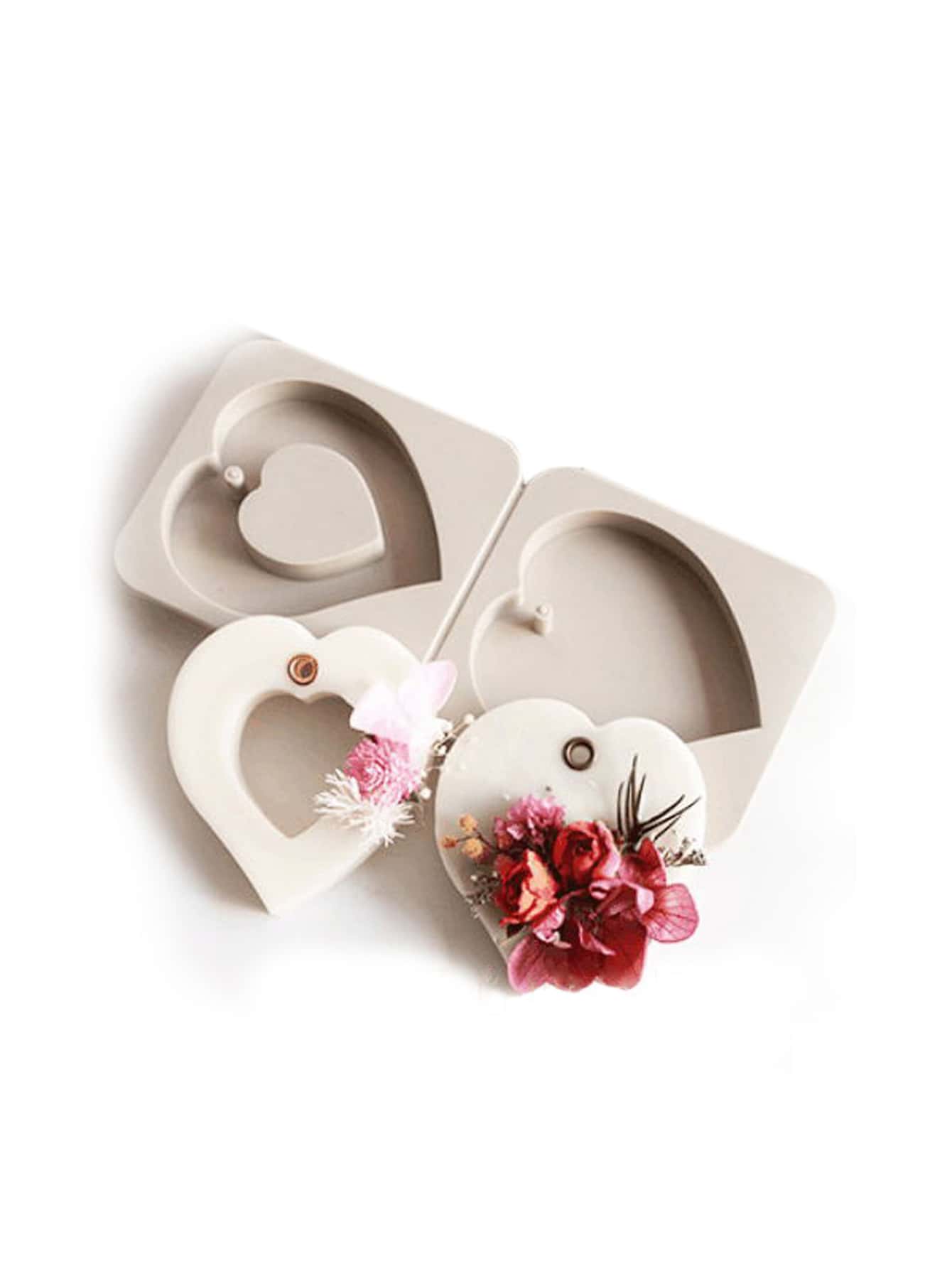 1pc Heart Shaped DIY Silicone Mold, Simple Hollow Out Heart Design Silicone Mold For DIY - Grey - View 1