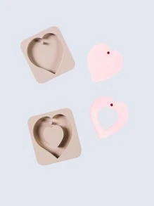 1pc Heart Shaped DIY Silicone Mold, Simple Hollow Out Heart Design Silicone Mold For DIY - Grey - View 4