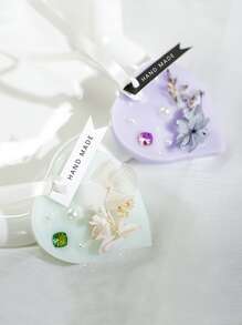 1pc Heart Shaped DIY Silicone Mold, Simple Hollow Out Heart Design Silicone Mold For DIY - Grey - View 5