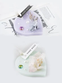 1pc Heart Shaped DIY Silicone Mold, Simple Hollow Out Heart Design Silicone Mold For DIY - Grey - View 6