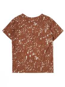 SHEIN Girls Letter & Heart Print Tee - Brown - View 2