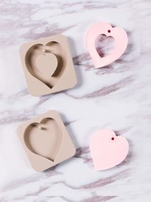 1pc Heart Shaped DIY Silicone Mold, Simple Hollow Out Heart Design Silicone Mold For DIY - Grey - View 7