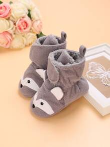 Baby Cartoon Animal Design Thermal Lined Boots - Grey - View 1