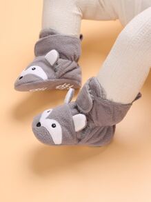 Baby Cartoon Animal Design Thermal Lined Boots - Grey - View 4