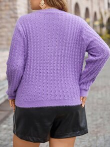 Plus Fluffy Knit Jumper - Lilac Purple - View 4