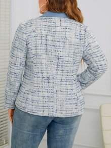 SHEIN Clasi 大碼格紋圖案單排釦西裝外套 - 彩色 - 查看 2