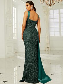 Missord Kleid mit Kontrast-Pailletten, seitlichem Schlitz bis zum Oberschenkel, Cami-Stil, elegant, Abendmode für feierliche Anlässe, Hochzeitsgast, Abschlussball, Dinner