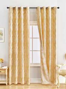 Jacquard Flower Single Panel Curtain - Yellow - View 1