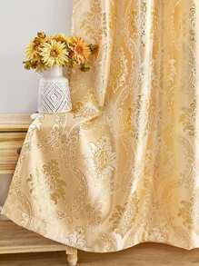Jacquard Flower Single Panel Curtain - Yellow - View 2