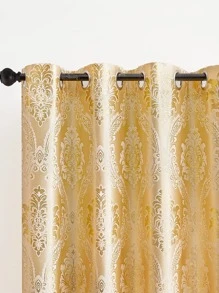Jacquard Flower Single Panel Curtain - Yellow - View 3