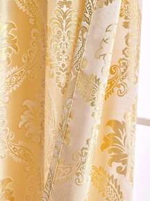 Jacquard Flower Single Panel Curtain - Yellow - View 5