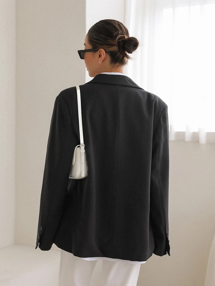 Solid Single Breasted Blazer Business Attire