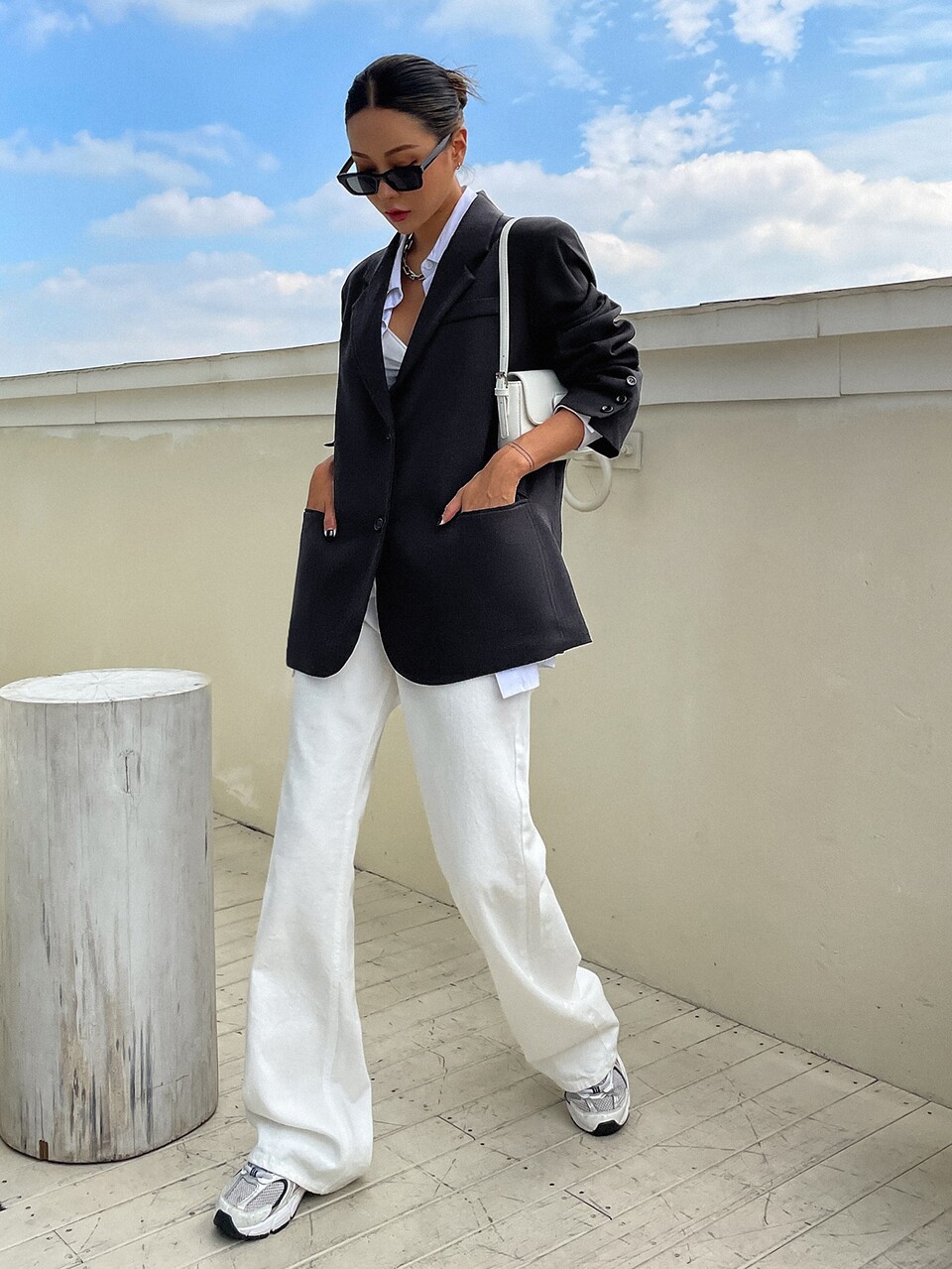 Solid Single Breasted Blazer Business Attire