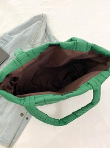 Ultra-Light High Capacity Quilted Tote Bag, Large Capacity, Portable, Suitable For Outdoor, Travel, Picnic, Shopping - Green - View 6