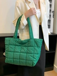 Ultra-Light High Capacity Quilted Tote Bag, Large Capacity, Portable, Suitable For Outdoor, Travel, Picnic, Shopping - Green - View 8