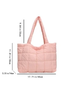 轻便商务休闲超轻大容量绗缝托特包，适合少女、女大学生、新人及白领人士，非常适合办公室、大学、工作、商务、通勤、户外、旅行、郊游蓬松羽绒针织手提包、柔软加厚羽绒冬季手提包、枕头购物袋、学校用品、学校托特包、学校托特包、大学必需品