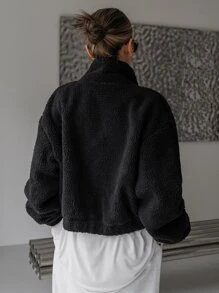 DAZY Chaquetón De Oso Con Cremallera Y Hombros Caídos - Negro - Ver 2