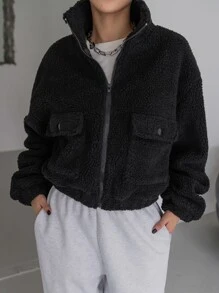 DAZY Chaquetón De Oso Con Cremallera Y Hombros Caídos - Negro - Ver 4