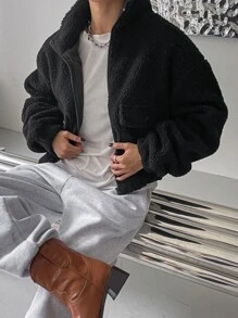 DAZY Chaquetón De Oso Con Cremallera Y Hombros Caídos - Negro - Ver 6