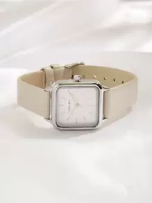 JULYSKY 1 件女士简约银色石英 PU 皮革手表，适合节日礼物、返校礼物