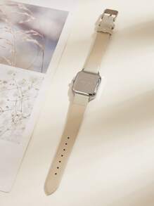 JULYSKY 1 件女士简约银色石英 PU 皮革手表，适合节日礼物、返校礼物