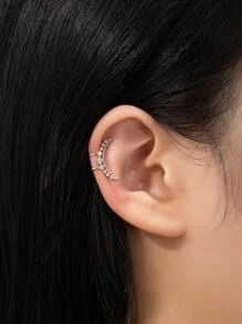 1pc Cubic Zirconia Moon Decor Ear Cuff - Silver - View 1