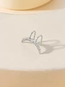 1pc Cubic Zirconia Moon Decor Ear Cuff - Silver - View 2