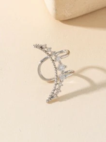 1pc Cubic Zirconia Moon Decor Ear Cuff - Silver - View 3