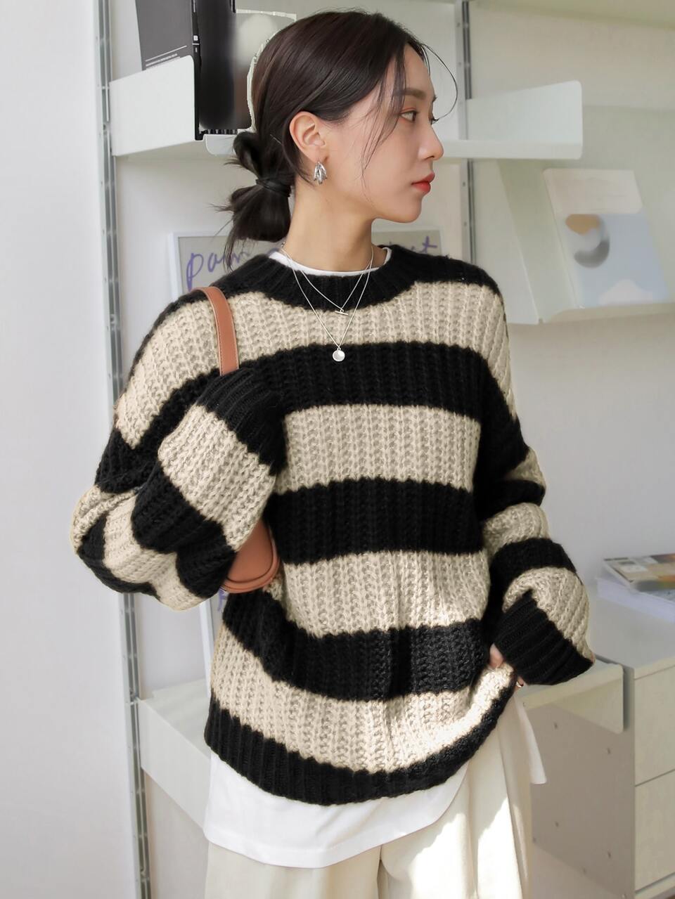 Two Tone Drop Shoulder Sweater,Fall Women Clothes