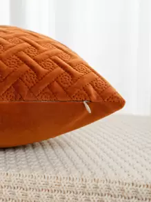 1入組無填充物花紋凹凸坐墊套,海軍藍色抱枕套,適用於沙發、客廳等 - 亮橙色 - 查看 4