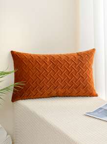 1入組無填充物花紋凹凸坐墊套,海軍藍色抱枕套,適用於沙發、客廳等 - 亮橙色 - 查看 5