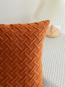 1入組無填充物花紋凹凸坐墊套,海軍藍色抱枕套,適用於沙發、客廳等 - 亮橙色 - 查看 7