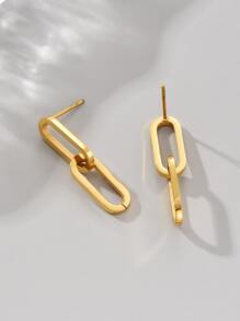 1 Pair 18K Gold Plated Stainless Steel Round Earrings, High Quality Jewelry Suitable For Daily Wear, Holiday/Mother's Day Gift